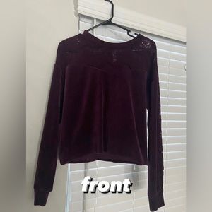 Dark Purple Velvet Long Sleeve with Lace at the top